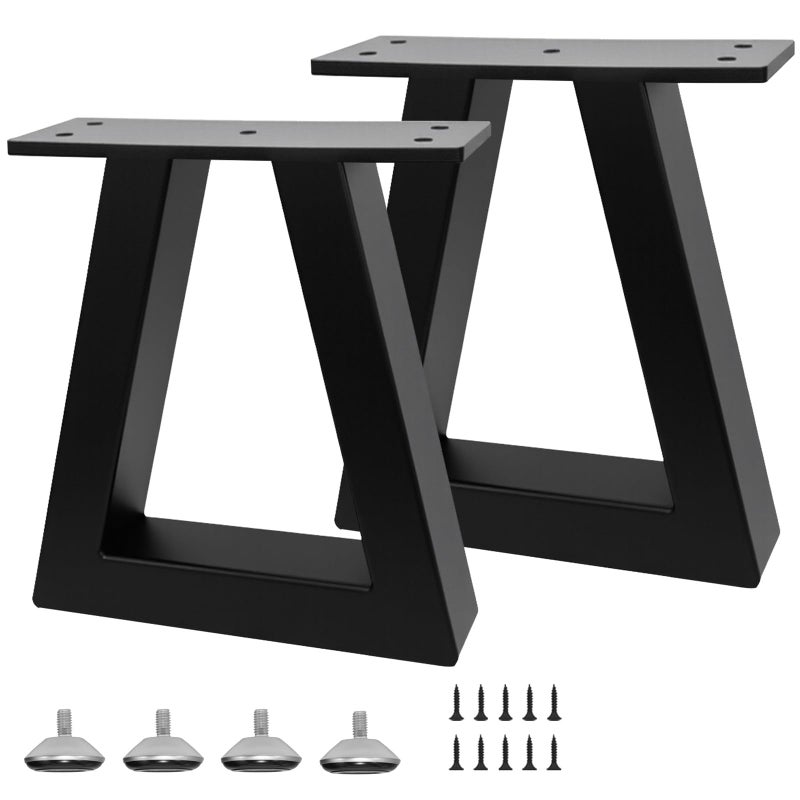 Rioychan 8 Inch Trapezoid Metal Table Legs Black, DIY Furniture Feets for Bench, Coffee Table, Stool Cabinet Legs, Including Screws and Adjustable Feet Pads, 8 Inch x 7.9 Inch - Image 1